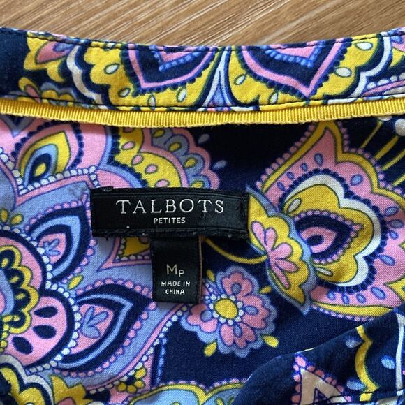 Talbots Paisley Band-Collar Popover Medium Petite - Picture 4 of 5